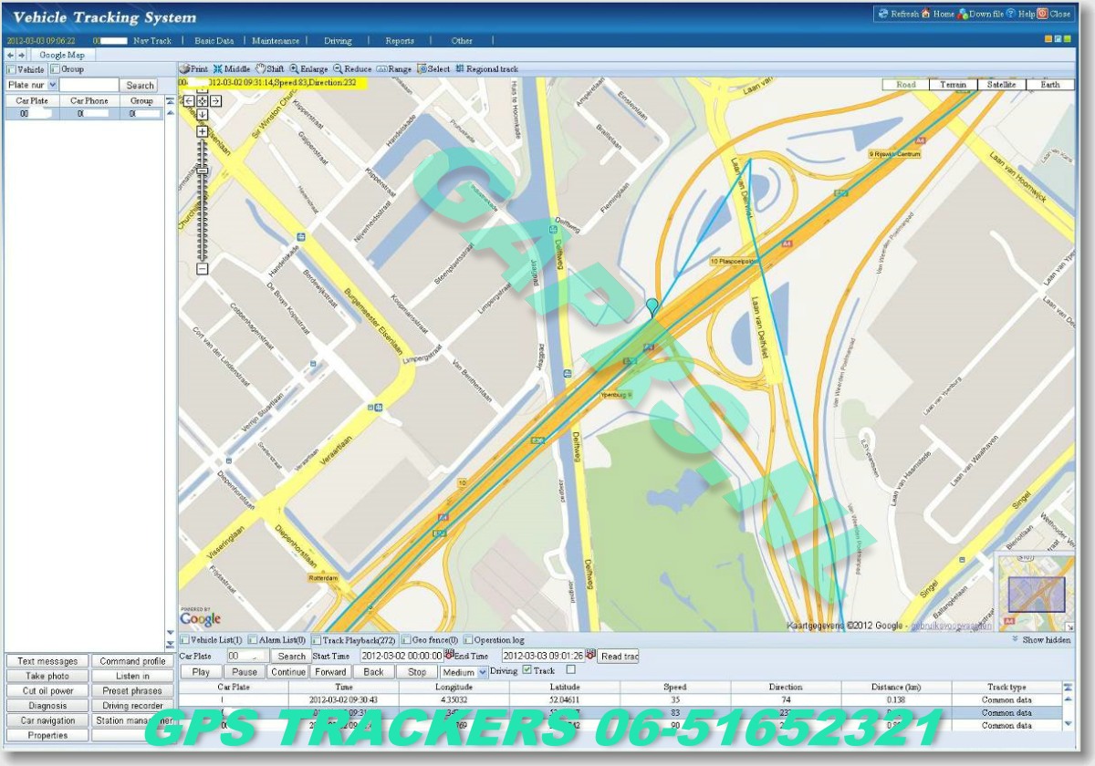 GAPRS gebruiksklare magnetische gps track en tracer kaart verder ingezoomd